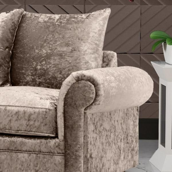 Luxury 5-Seater Mink Crushed Velvet Corner Sofa Set 3+2 Seater with Memory Foam