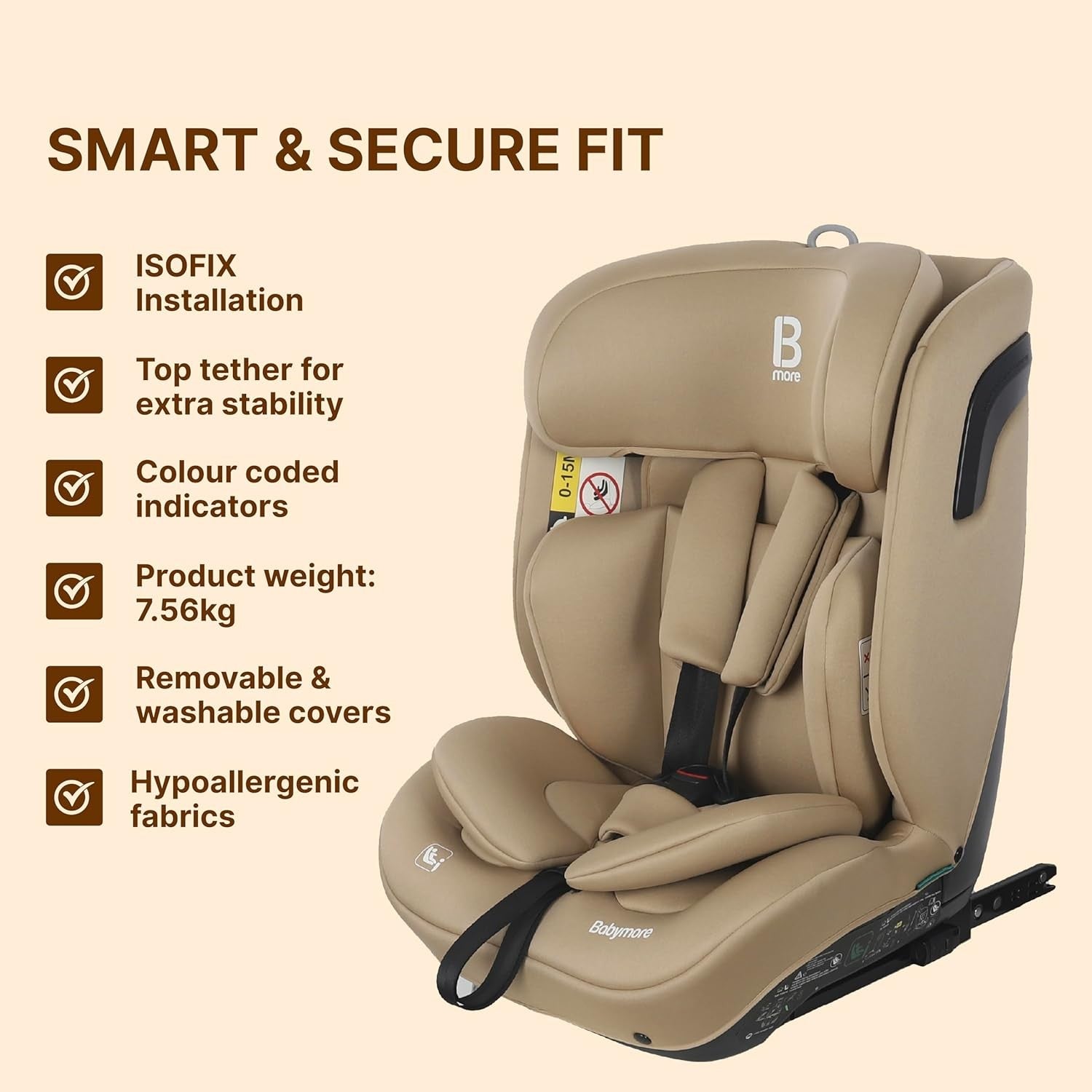 i-Size ISOFIX Child Car Seat 76–150cm Harness to Booster Recline R129
