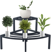 2 Tier Aluminum Plant Stand Black Corner Flower Pot Display Shelf Indoor Outdoor