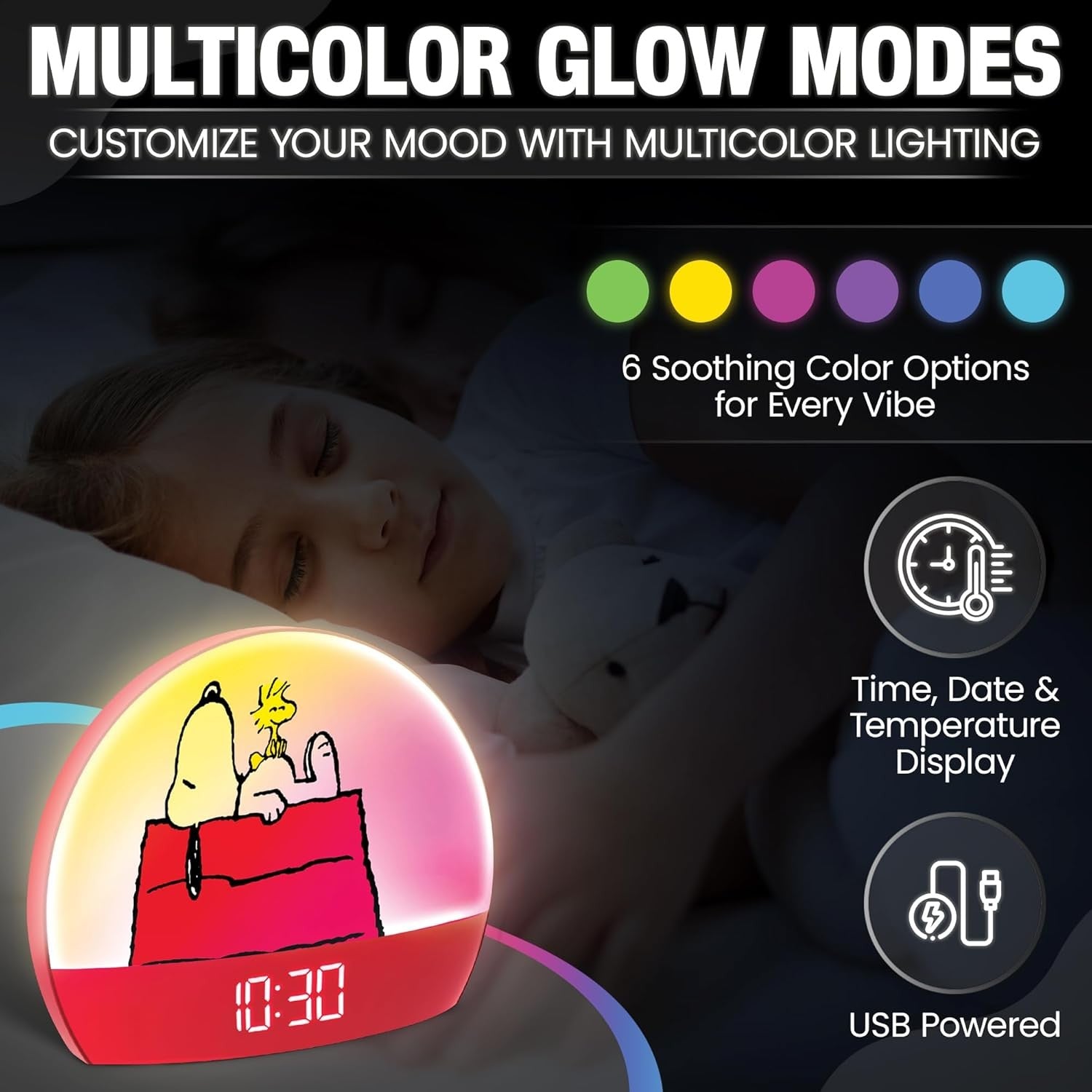 Sunrise Alarm Clock Wake Up Light USB Rechargeable LED Display Snooze