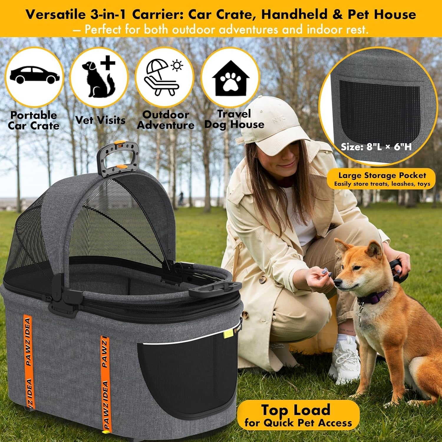 4 in 1 Pet Stroller Dog Cat Pushchair Detachable Carrier Jogger