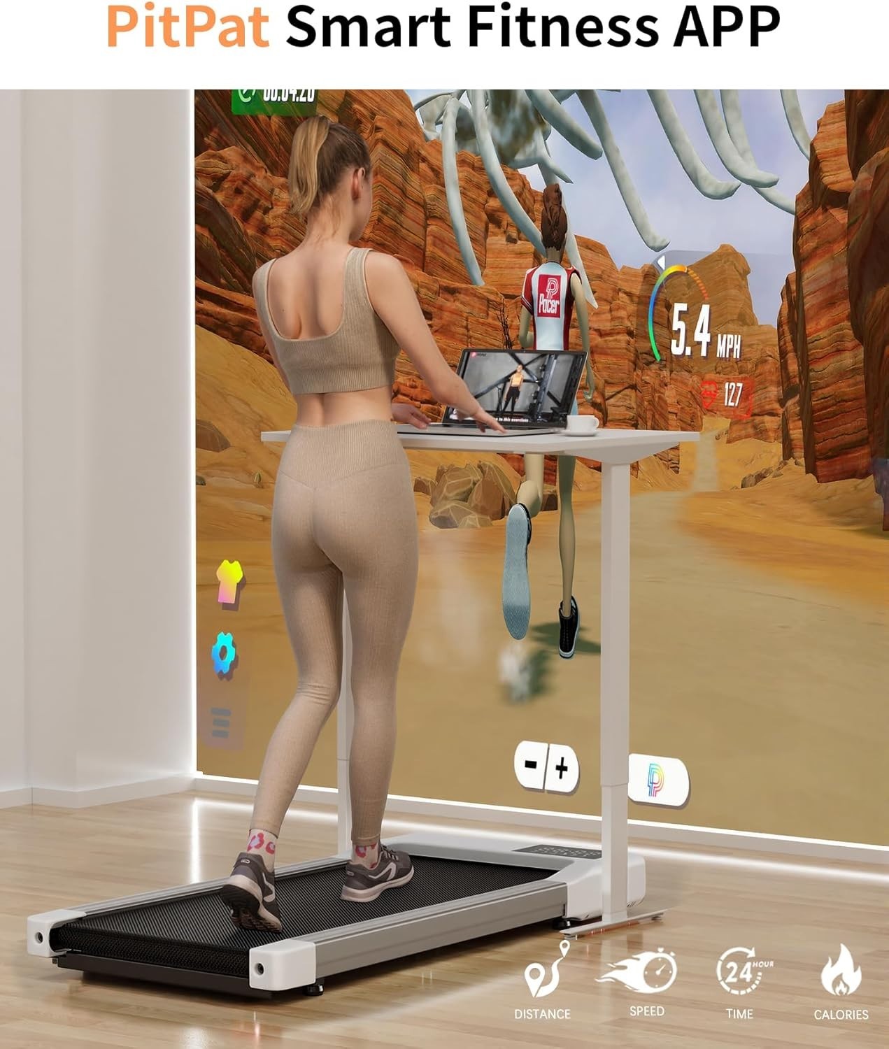 Under Desk Walking Treadmill 6% Incline 2.5HP Foldable Home Gym