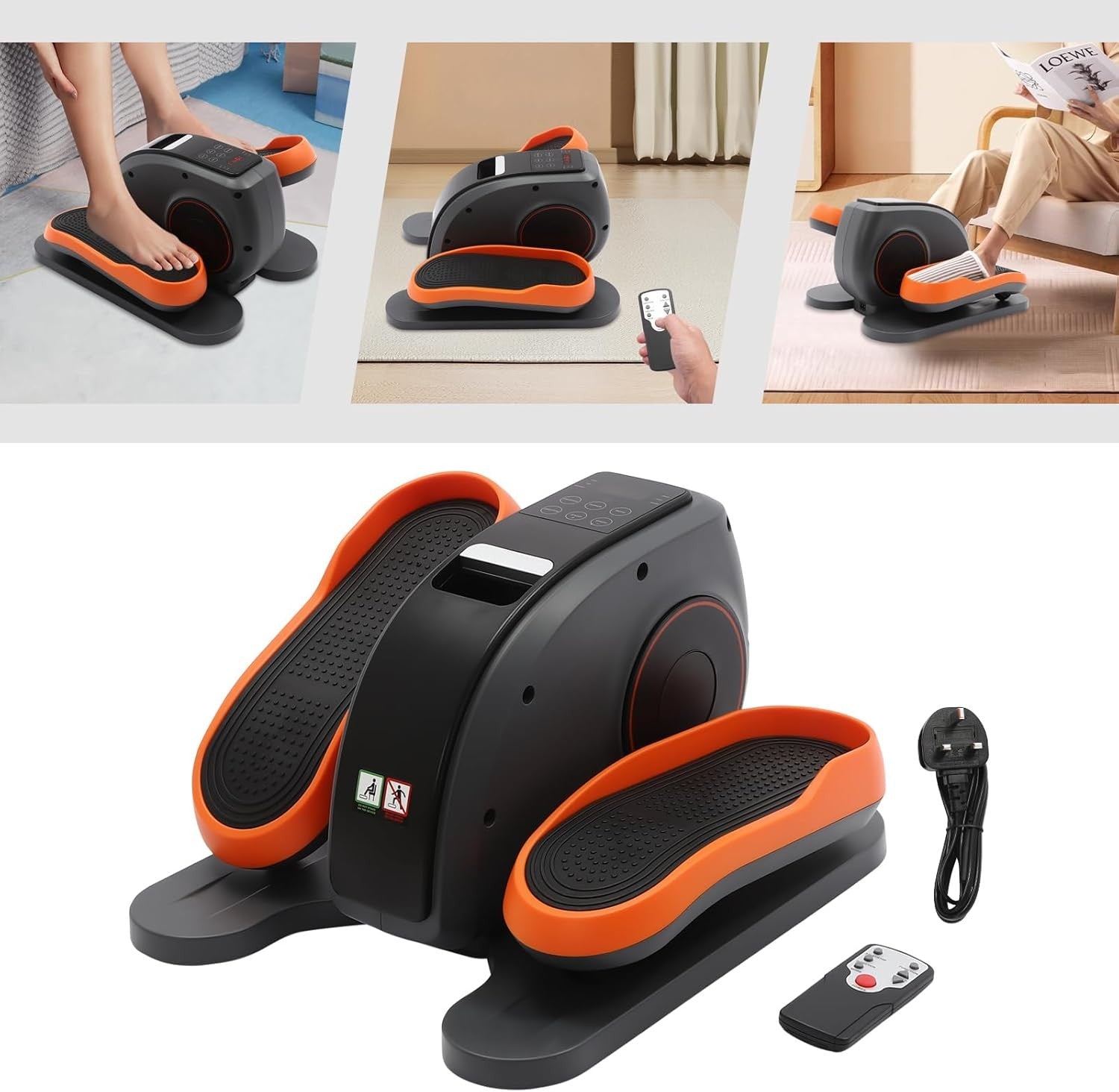 Under Desk Electric Elliptical for Seniors Quiet Pedal Exerciser LED Remote