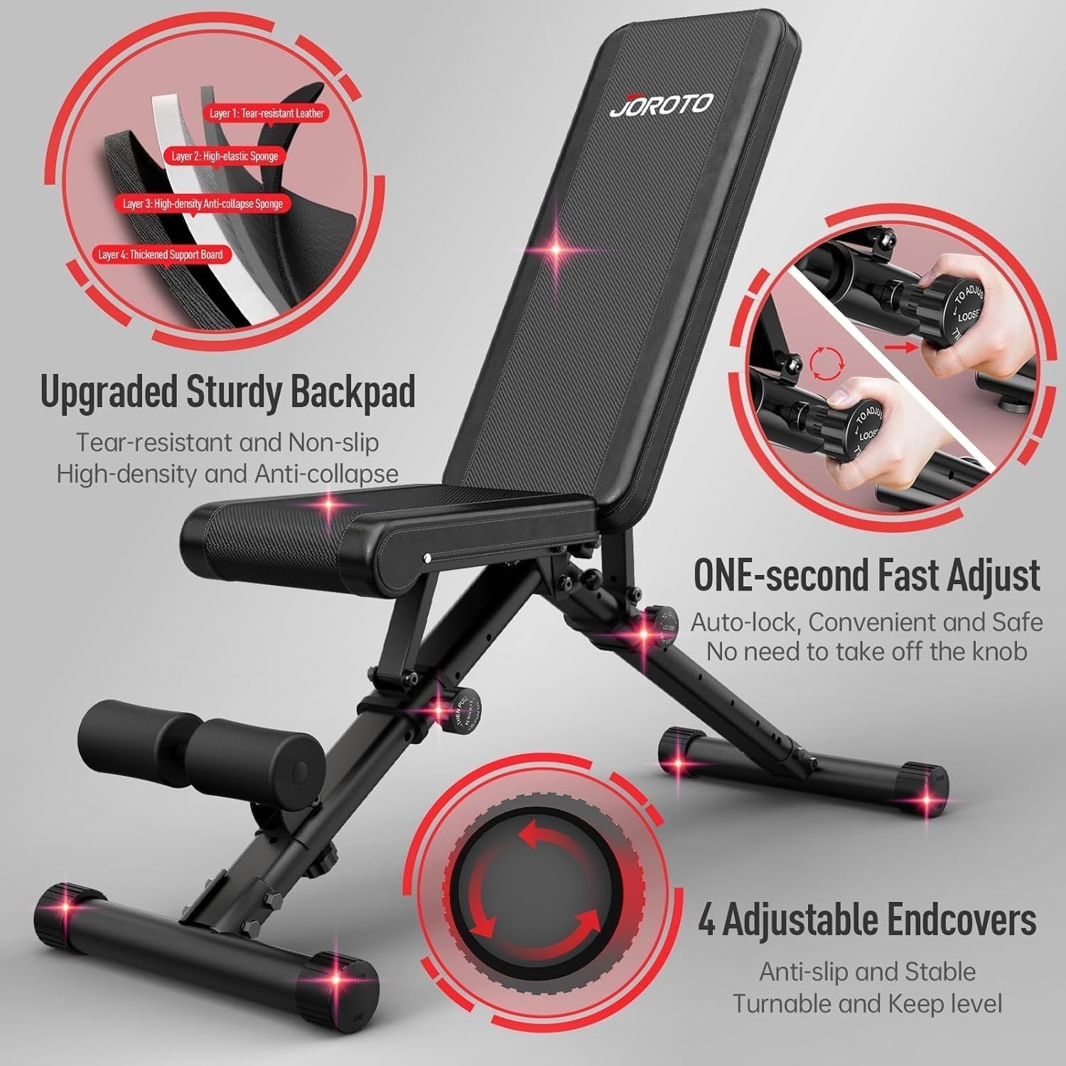 Multi-Angle Folding Workout Bench 700lb Capacity Fast Lock Home Gym