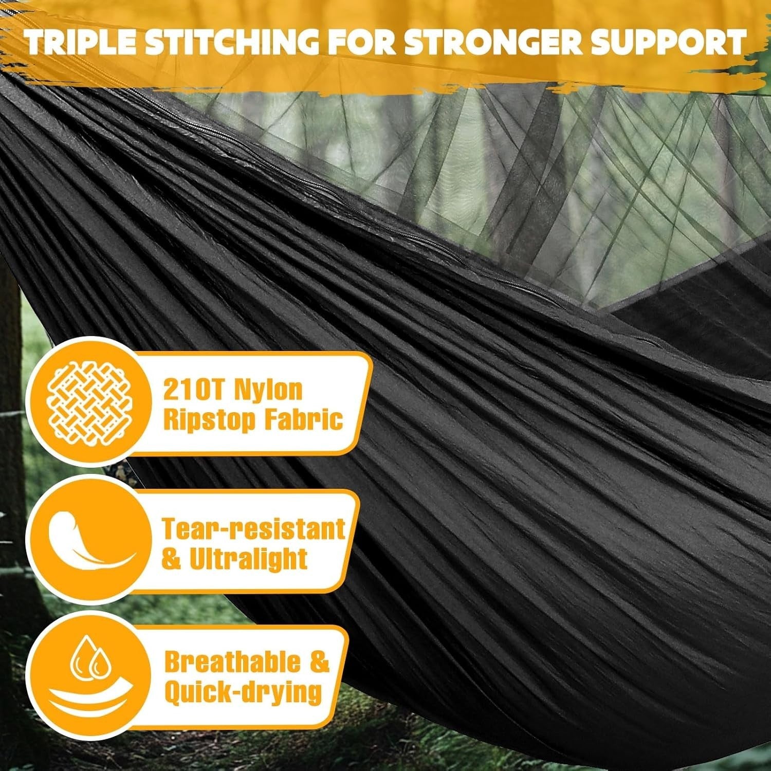 Camping Hammock with Bug Net | 290x140cm | 300kg Capacity | Complete Outdoor Kit