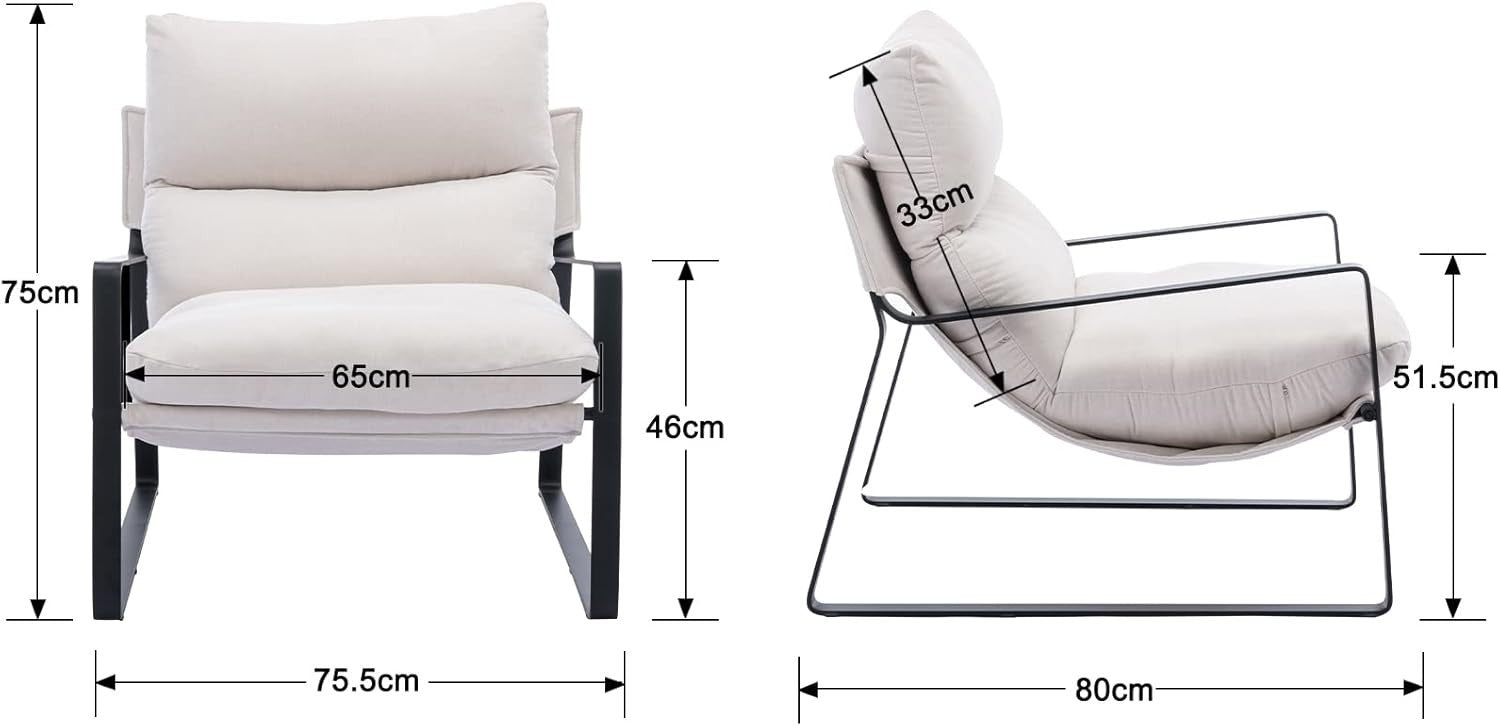 Modern Fabric Accent Chair Metal Frame Lounge Armchair Reading Seat