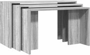 Grey Nesting End Side Tables Set of 3 Modern Space Saving Durable Engineered Woo