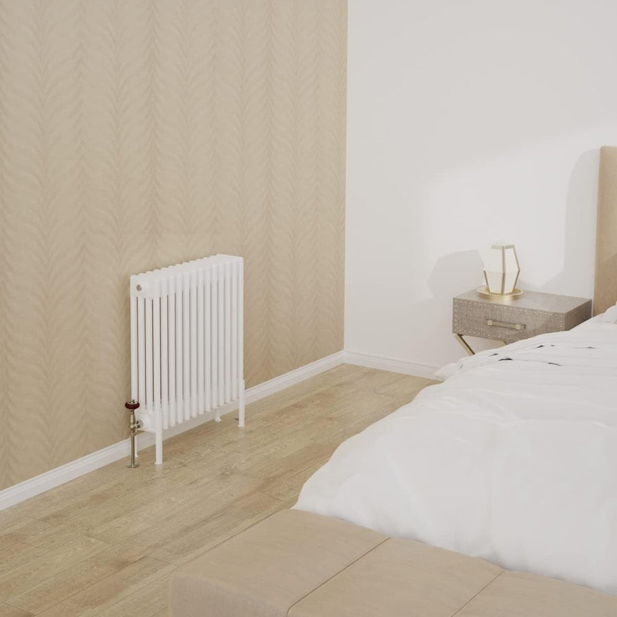 4 Column Horizontal Radiator 600x605mm White Cast Iron Style