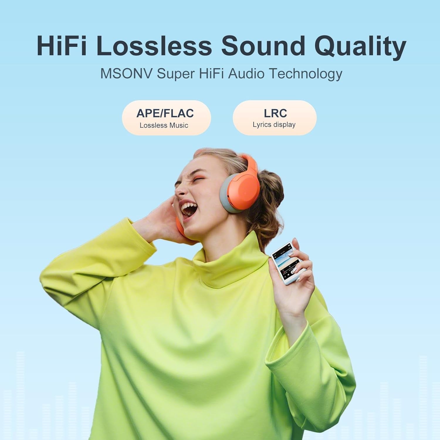 64GB MP3 Player Bluetooth 5.3 2.4" Screen FM Speaker HiFi
