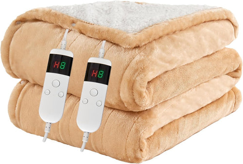 Double Electric Heated Blanket Dual Control 10 Heat Settings Off 180x200cm