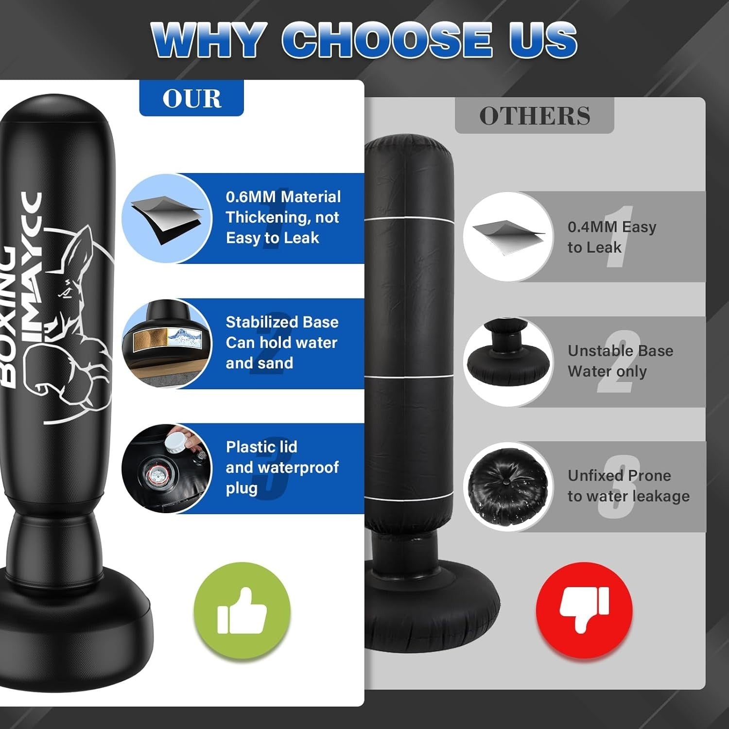 180cm Standing Punch Bag Kit Inflatable MMA Kickboxing Training