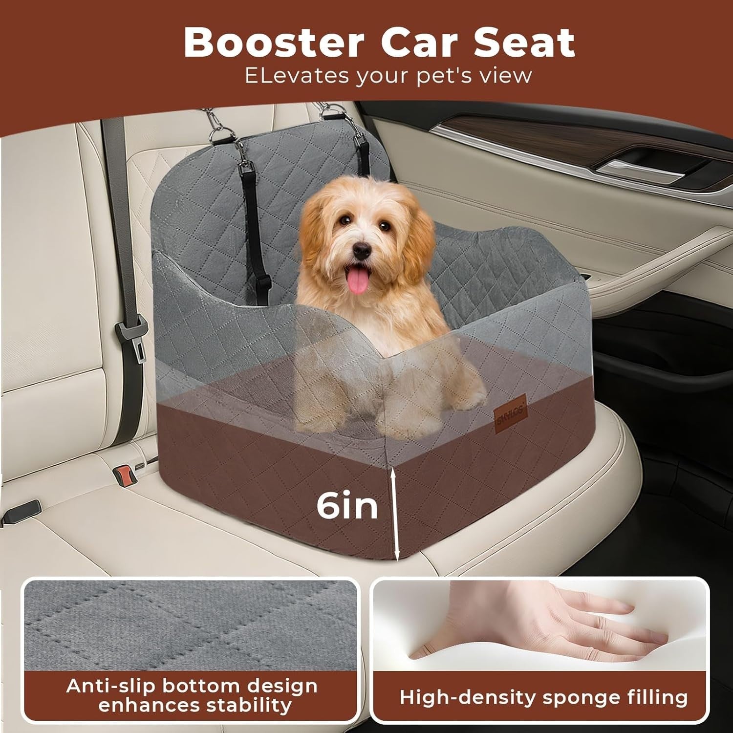 Elevated Pet Booster Seat for Dogs Washable Travel Bed Anti Slip 16KG
