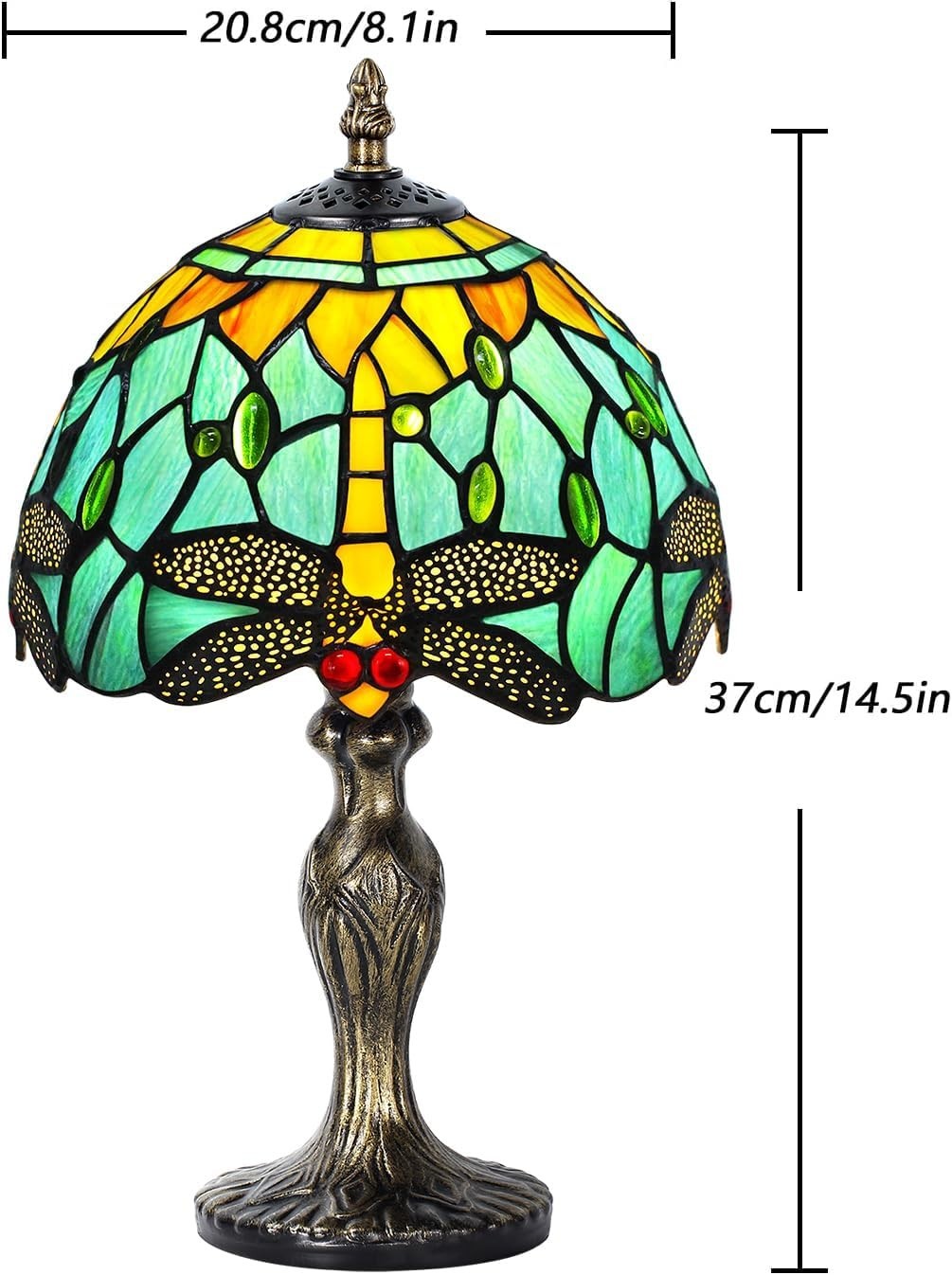 Stained Glass Dragonfly Table Lamp Handmade Desk Light Elegant Decor