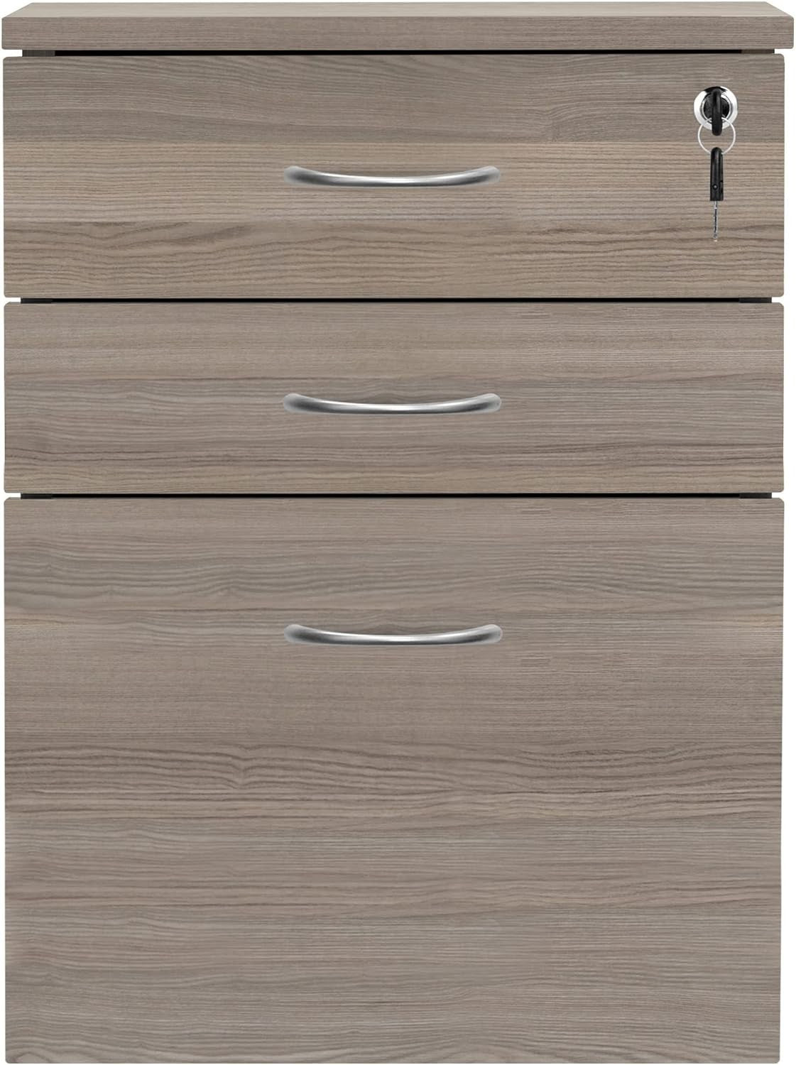 Grey Oak Mobile Filing Cabinet 3 Drawer Lockable Under Desk A4