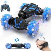 Gesture RC Stunt Car 4WD 360° Spin LED Lights Smoke Sound Rechargeable Toy