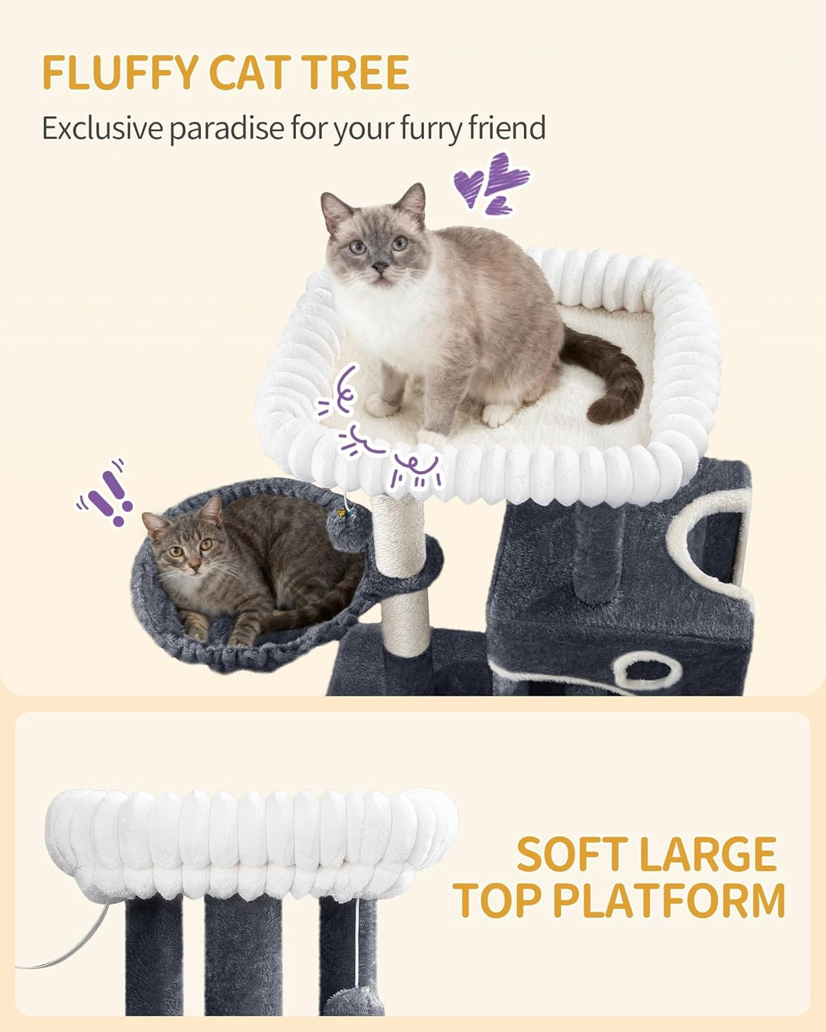 Cat Tree Tower Indoor Multi Level Scratching Post Condo Play Centre 98cm