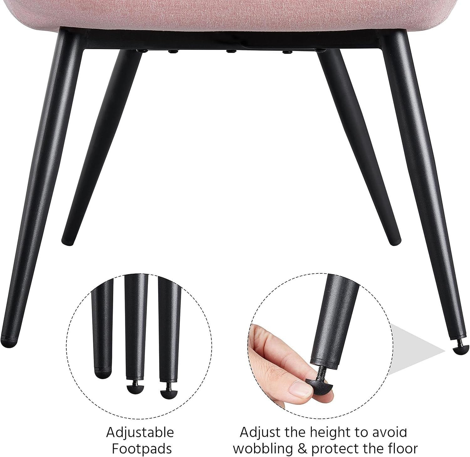 Pink Linen Accent Chair with High Back, Pleated Design for Vanity Lounge