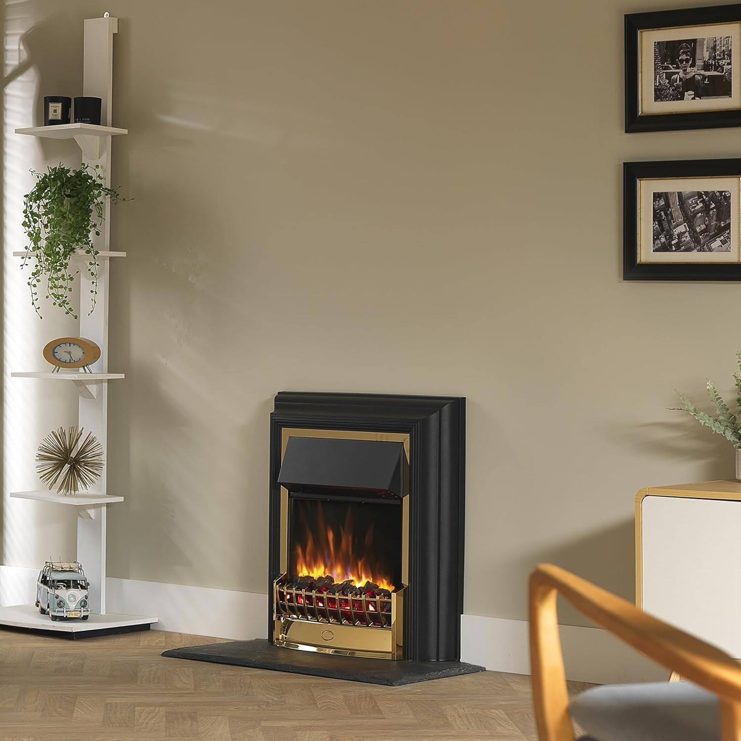 Freestanding Electric Fireplace with LED Flame Effect & Adjustable 2kW Heater