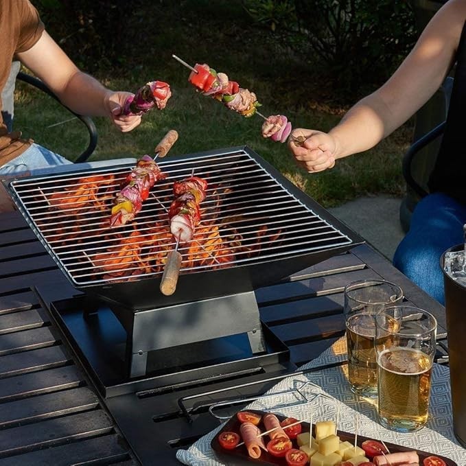 Outdoor Fire Pit BBQ Grill Heater Portable Steel Brazier Patio Stove Camping