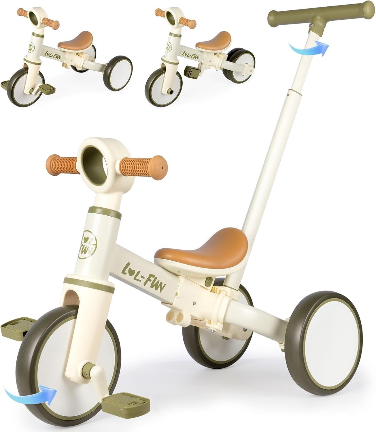 Convertible Toddler Tricycle Parent Push Handle Balance Bike Age 10M-4Y
