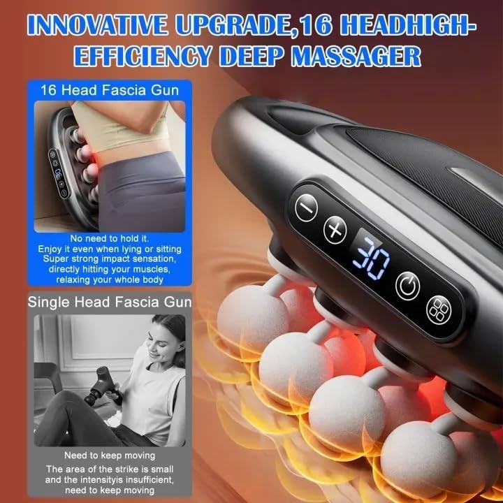 Massage Gun Deep Tissue 16 Heads Muscle Massager Pain Relief Body Relaxer