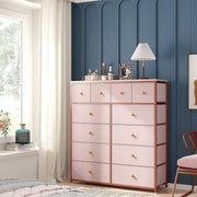 Pink 12 Drawer Tall Chest of Drawers Storage Unit for Bedroom Nursery