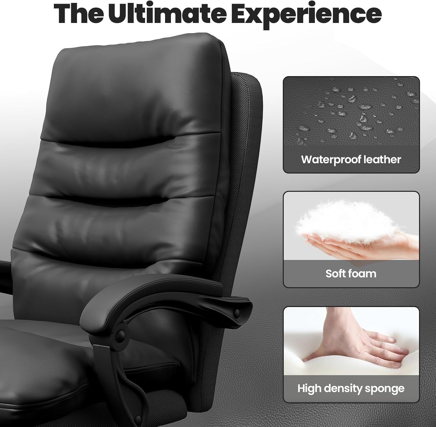 Executive Office Chair Ergonomic PU Leather Computer Desk Seat Adjustable Reclin