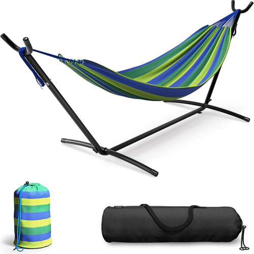 Blue Sorbus Double Hammock with Steel Stand | 2 Person 450lb Capacity | Portable