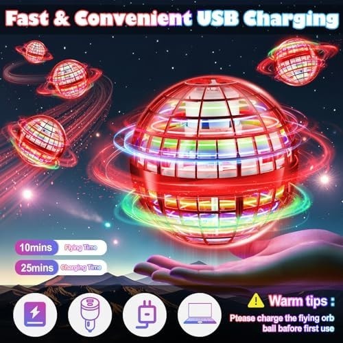 360° LED Flying Boomerang Ball Toy, Rechargeable Hand-Controlled Mini Drone