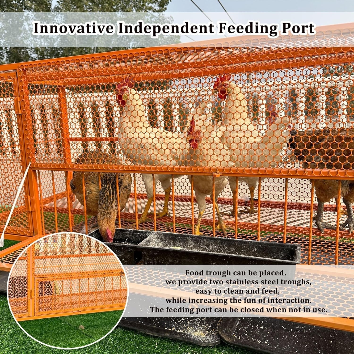 Portable Chicken Run Coop 100x60x73cm Steel Cage Wheels