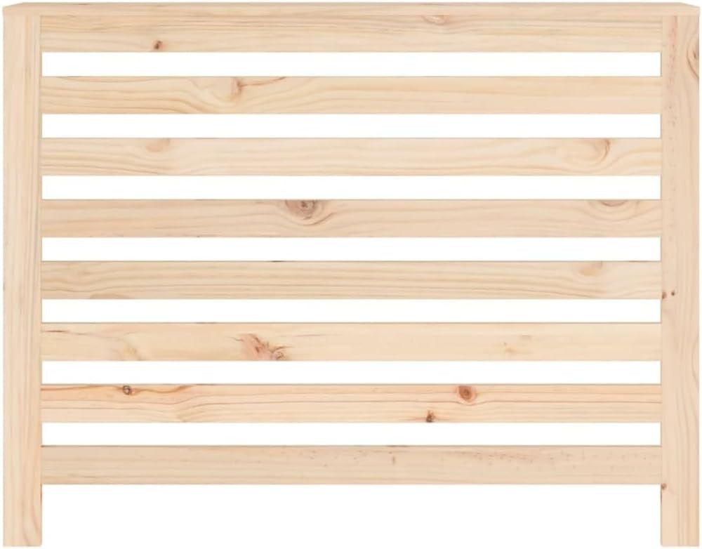 Solid Pine Radiator Cover 108cm Natural Wood Slat Cabinet with Shelf