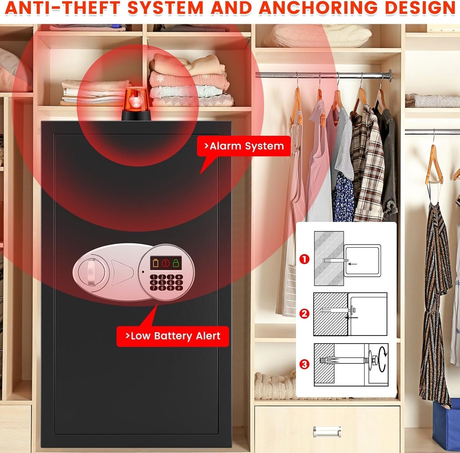 85L Fireproof Home Safe Box Digital Keypad Cash Document Security