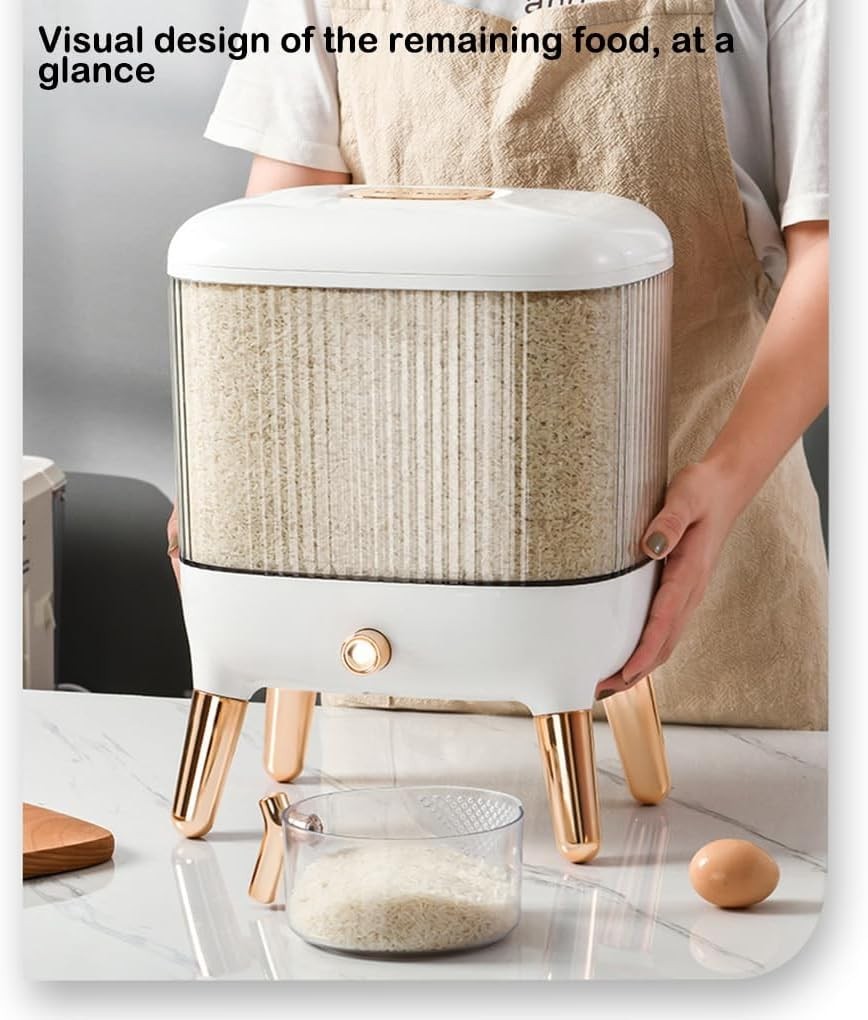 10KG Rice Bucket Dispenser Sealed Grain Storage Container with Lid