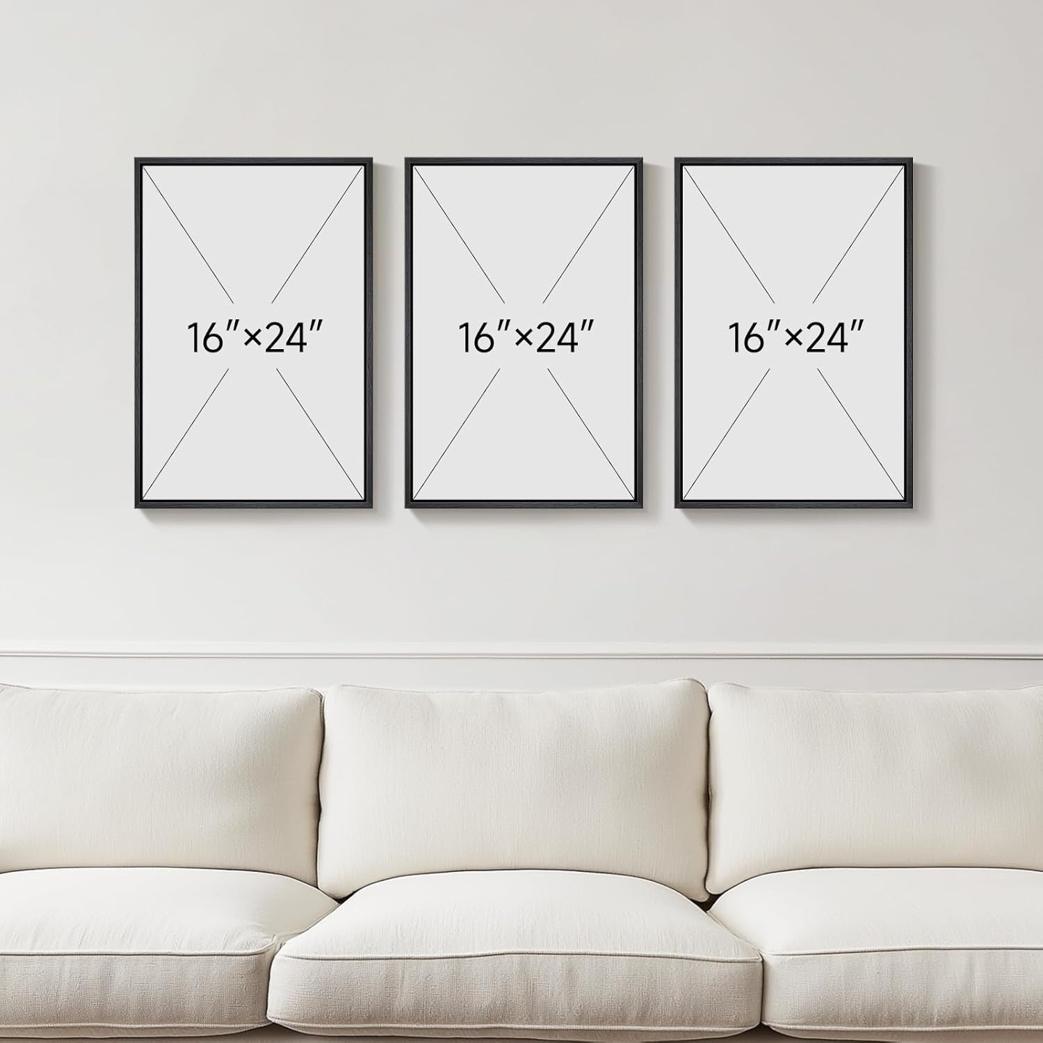 3D Textured Black White Abstract Wall Art Set 3 Framed 16x24