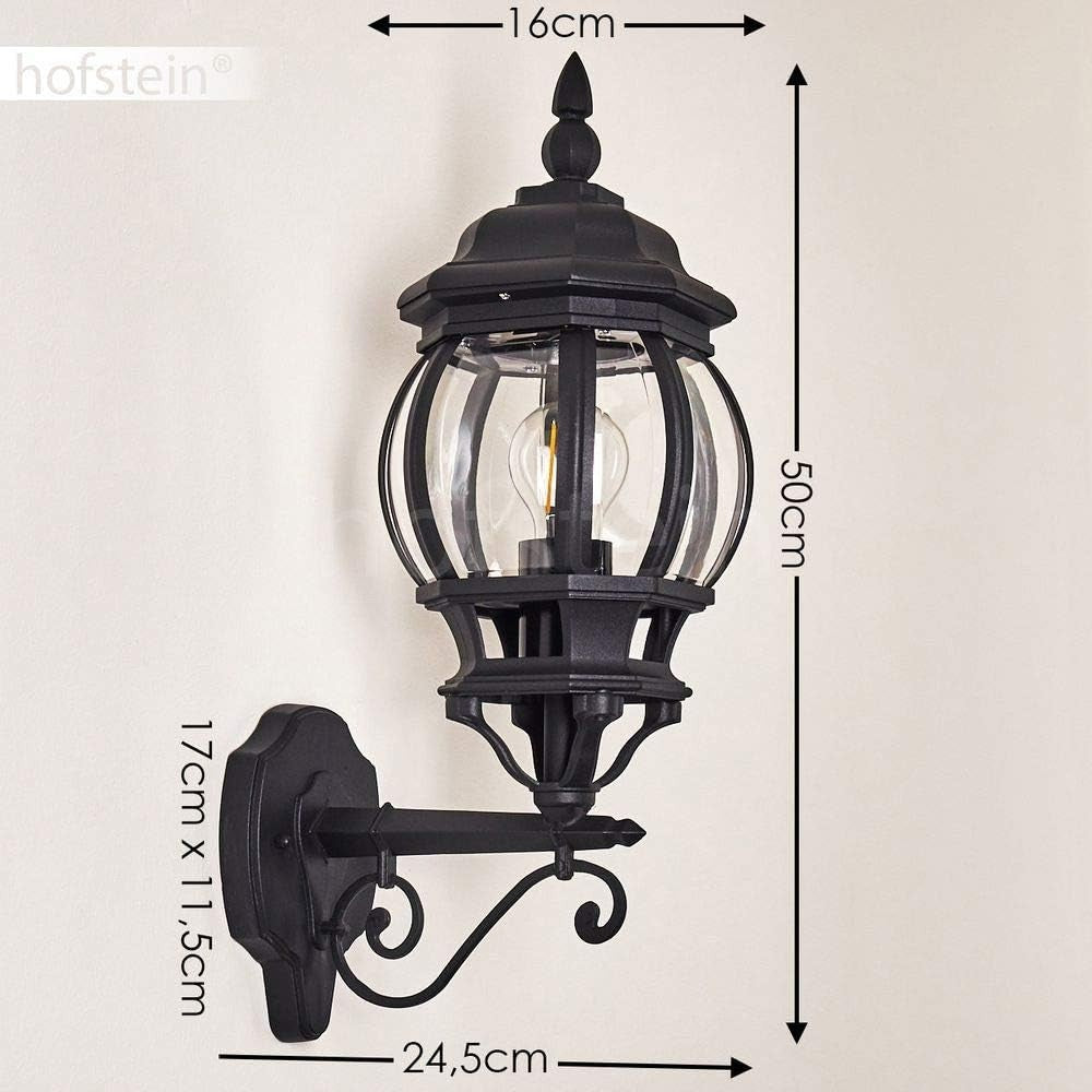 Outdoor Wall Lamp Lentua, Black Aluminum, E27 Socket, Vintage Garden Light