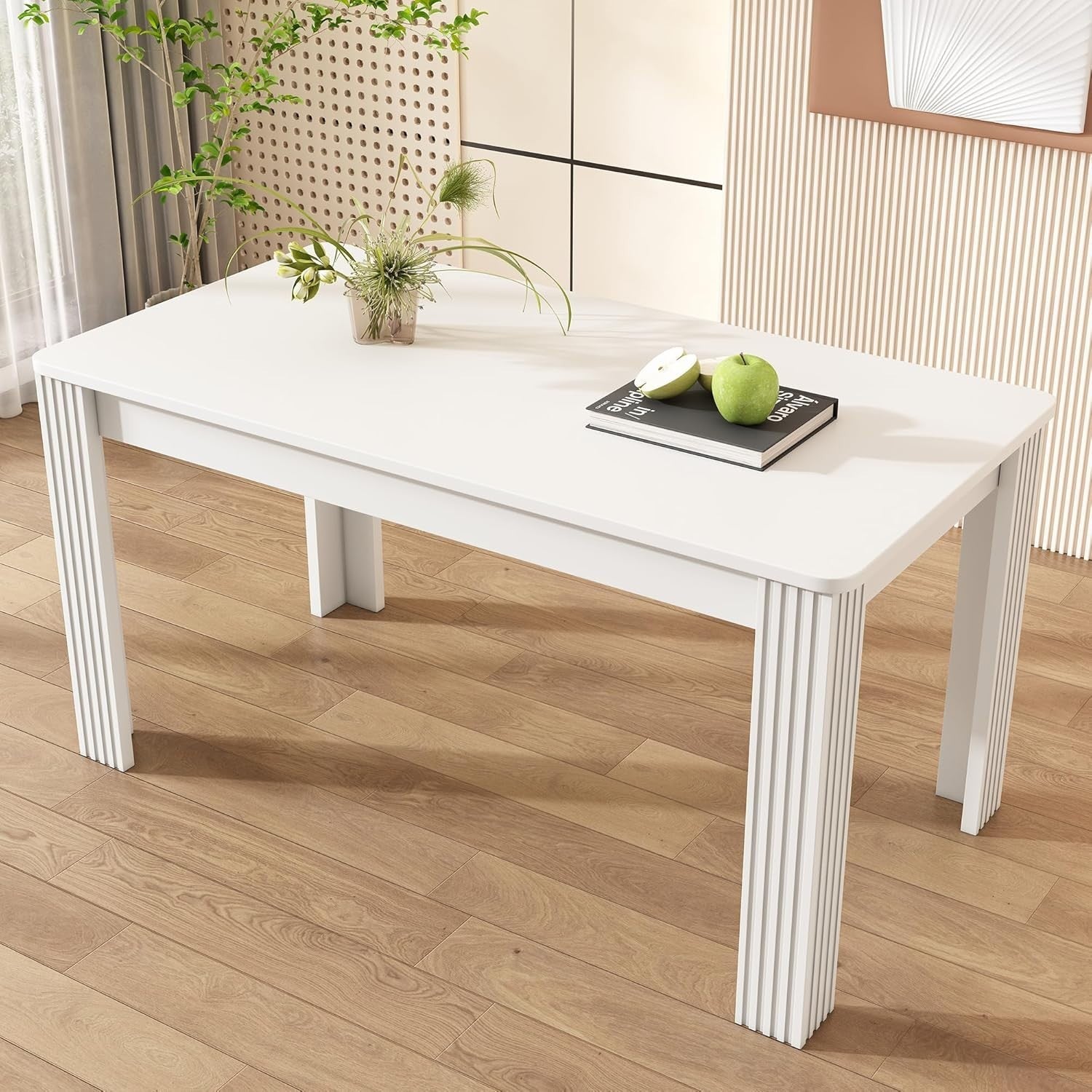 Modern White MDF Dining Table 4 Seater Kitchen Café Table 116cm Sturdy