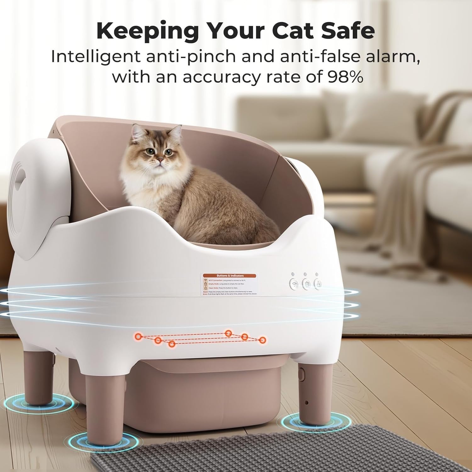 Self Cleaning Cat Litter Box App Control Open Top Multi Cat Large