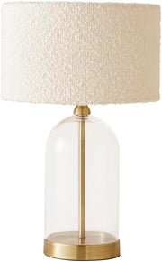Gold Glass Table Lamp Pink Velvet Shade Bedside Desk Lamp Bulb