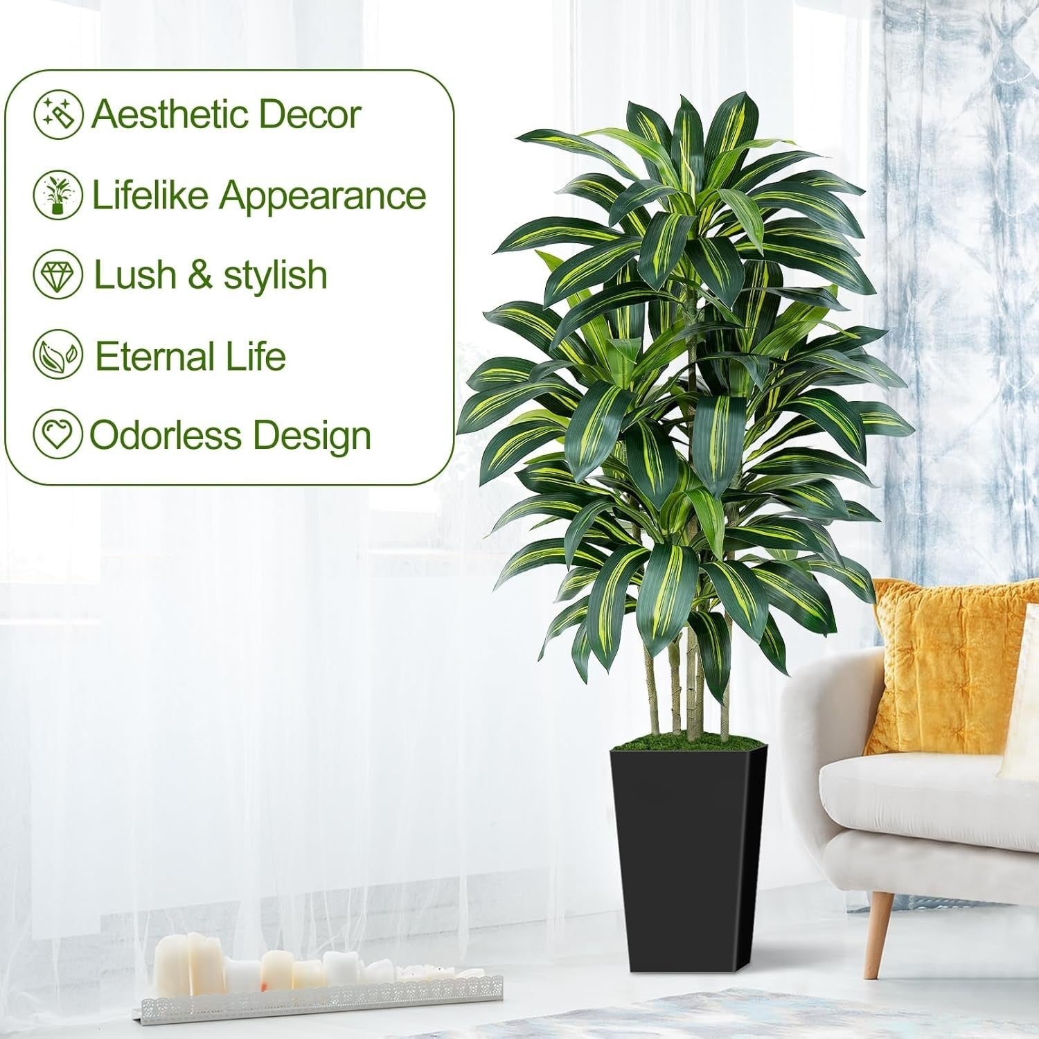 150cm Artificial Dracaena Tree Faux Tropical Indoor Home Office Decor Plant
