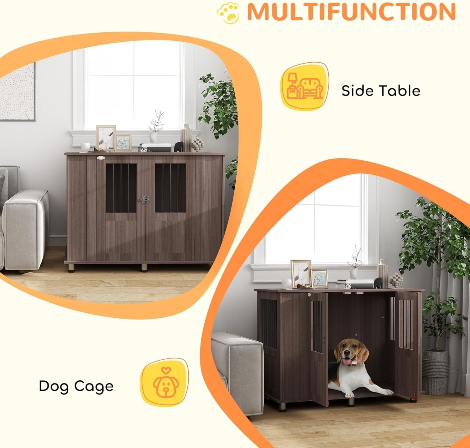 Extra Large Dog Crate Furniture Table XL Cage Indoor Kennel Wood 114x60x82cm