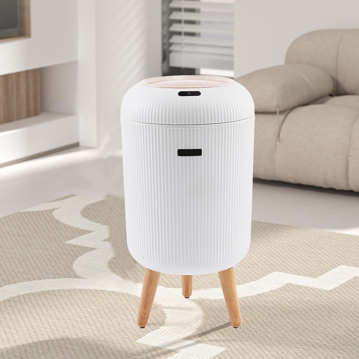 10L Smart Touchless Bathroom Bin Sensor Lid Slim White Legs
