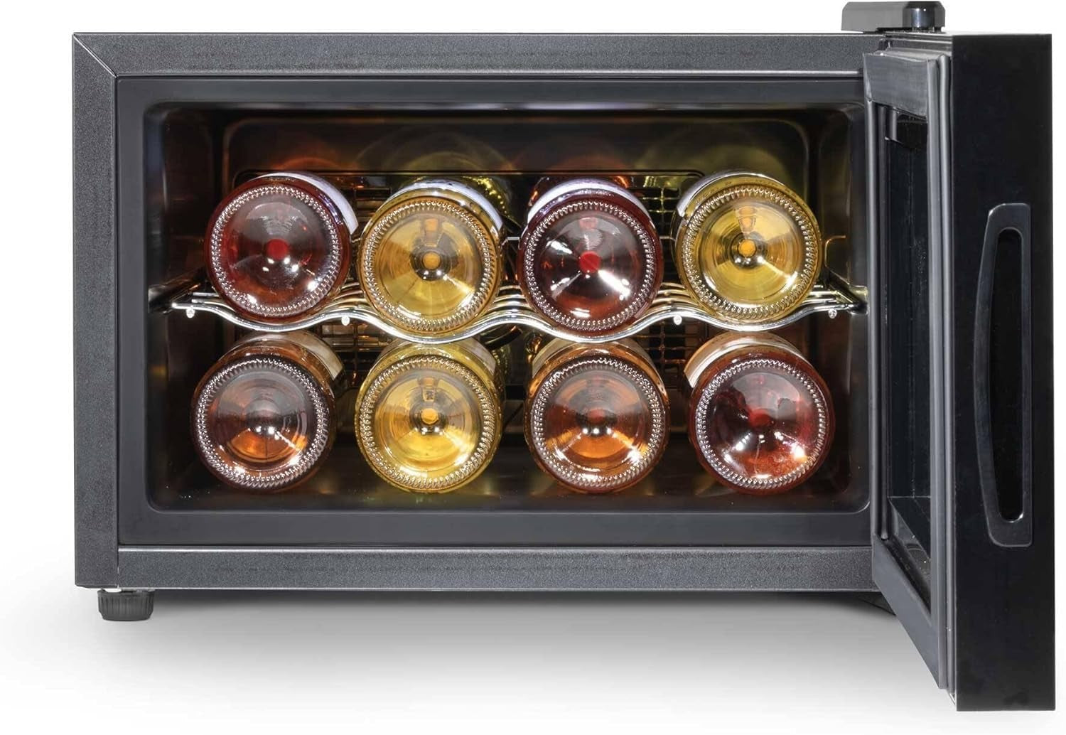 8 Bottle Wine Cooler Tabletop Fridge Touch Control LED Glass Door Quiet