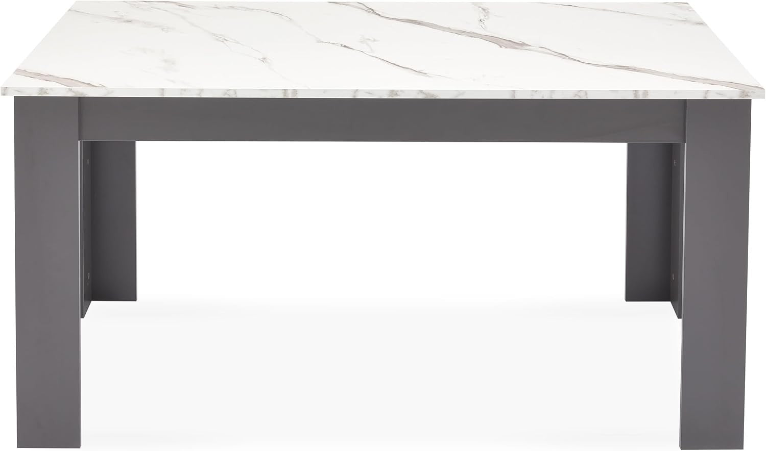 Modern Marble White Dining Table Set with 4 PU Leather Chairs 120x80cm