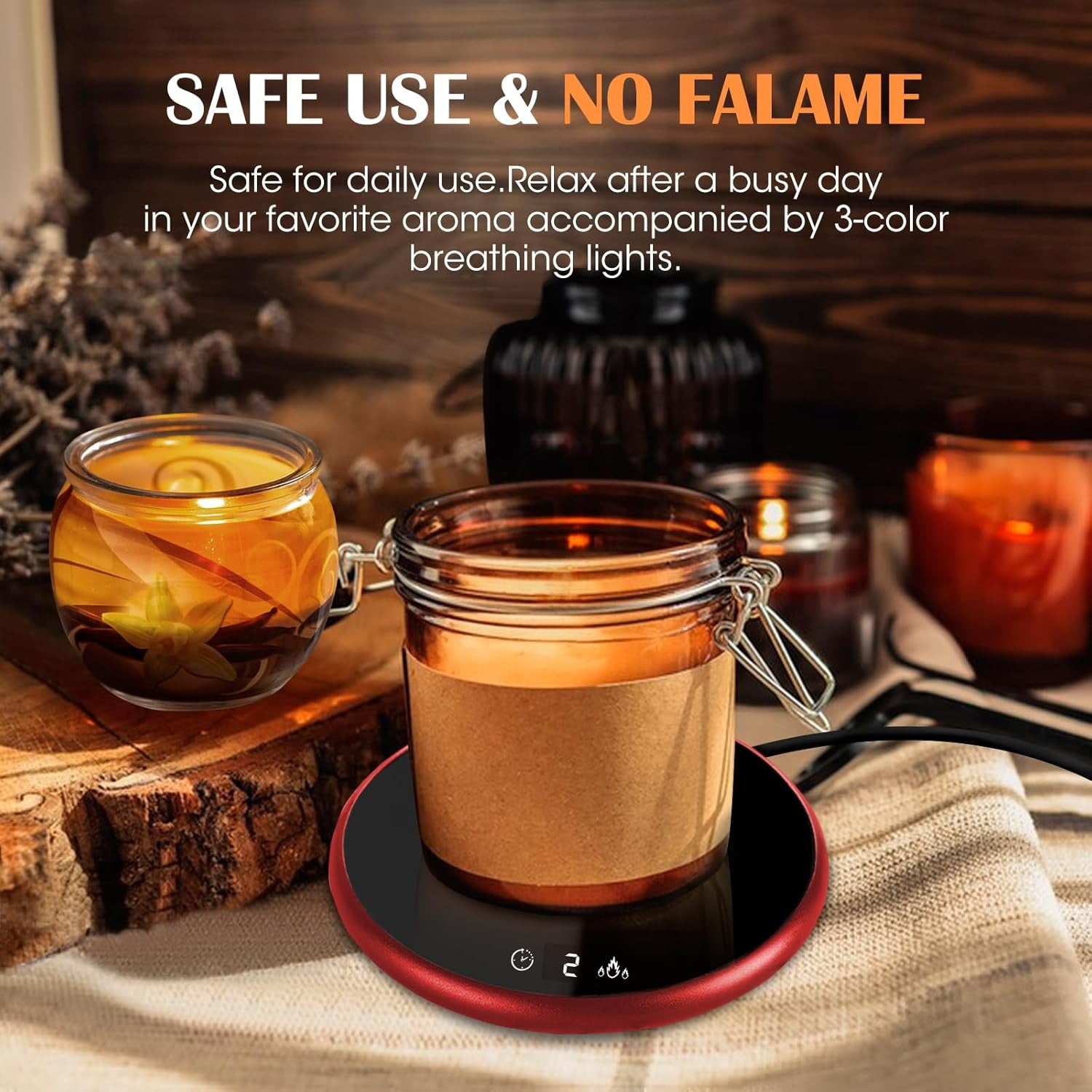Smart Coffee Mug Warmer – Touch Control, LED Display, Red