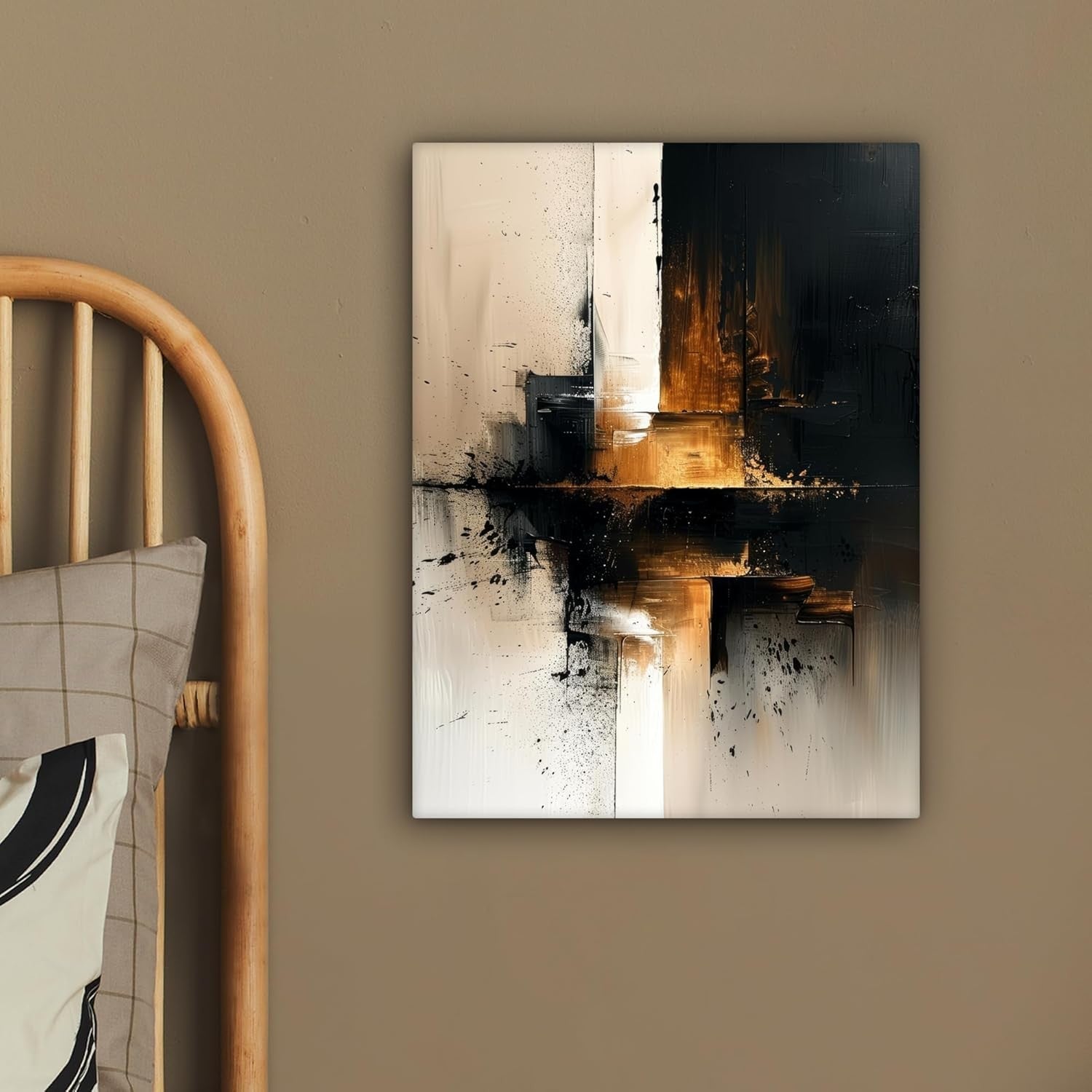 Black Gold Abstract Canvas Wall Art 30x40cm Framed Luxury Print