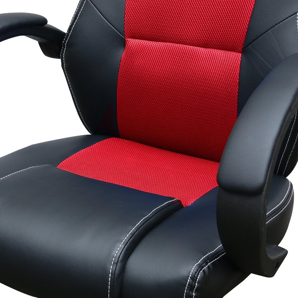 Racing Style Gaming Chair PU Leather Ergonomic Swivel Desk Red