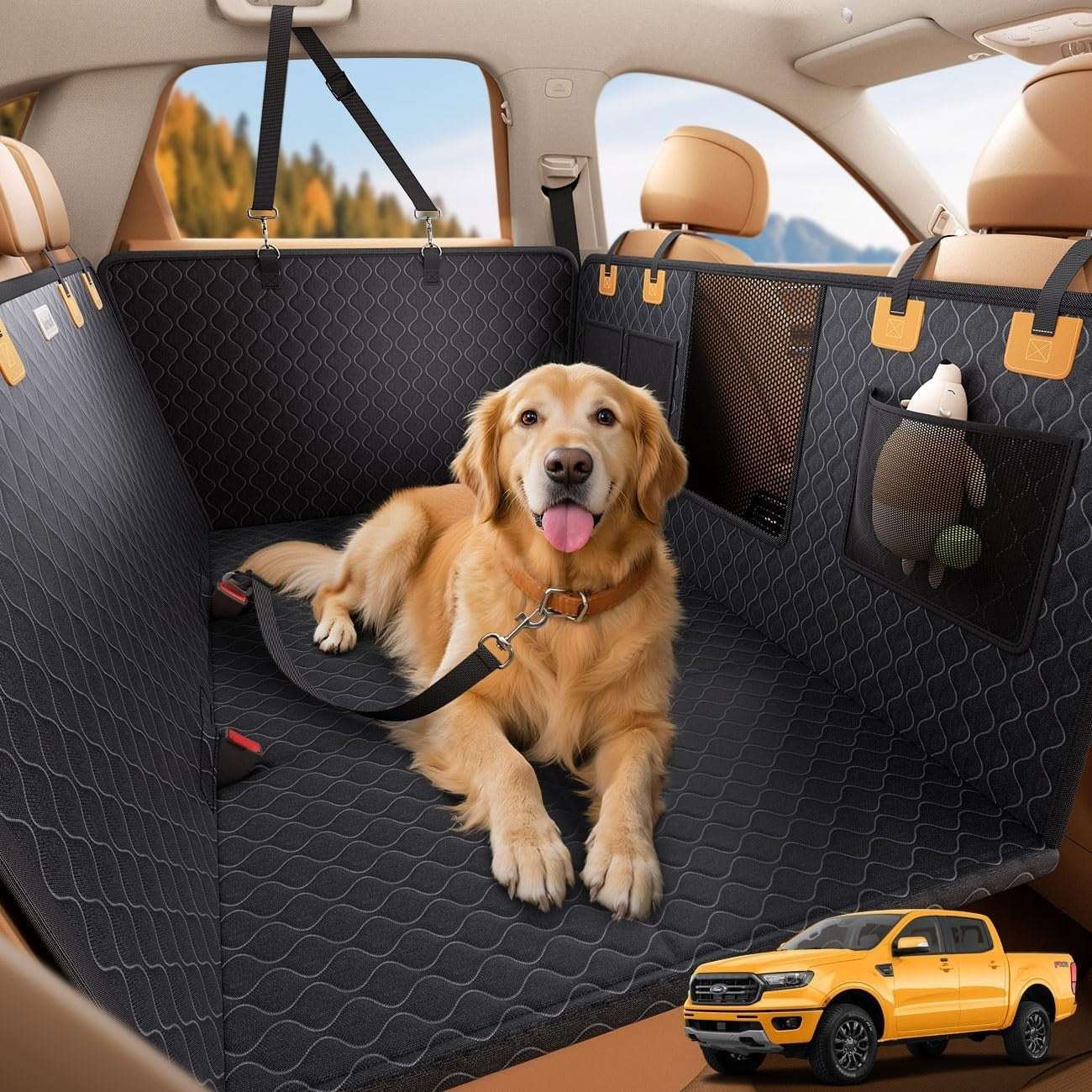 XL Dog Car Seat Cover Hard Bottom Hammock Waterproof SUV Truck 430lb