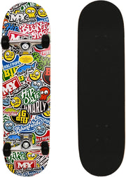 31" Beginner Skateboard Double Kick 7 Ply Maple Deck ABEC-7 Kids Teens Adults
