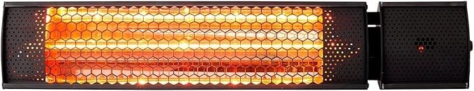 2000W Gold Halogen Outdoor Patio Heater Wall Mount Remote IP65 Waterproof