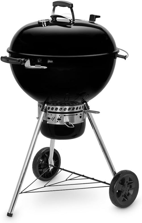 57cm Charcoal Kettle BBQ Grill with Folding Gourmet Grate & Porcelain-Enamel Lid